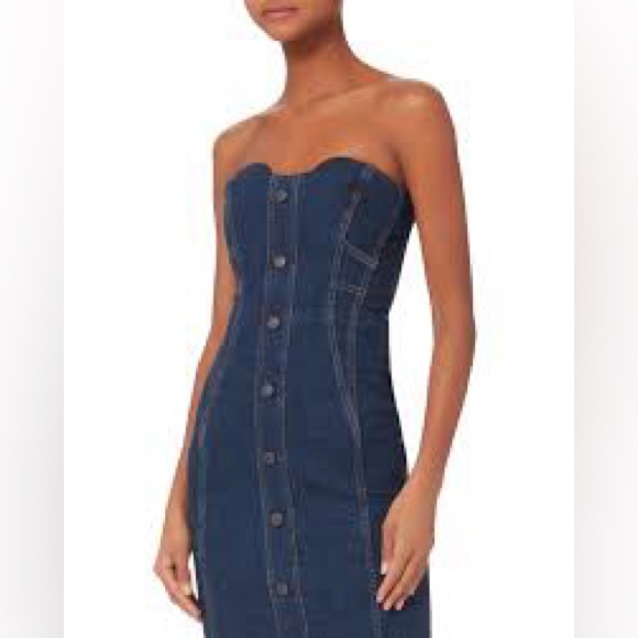 NWT Veronica Beard Liza Strapless Sheath Denim Dress Size 8 - Picture 1 of 11